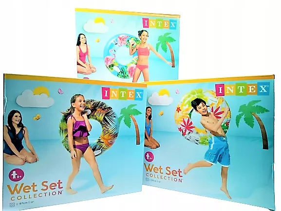 Pripučiama gelbėjimo plūdurė INTEX su rankenomis baseinui ir ežerui, ROŽINIS FLAMINAS 97CM