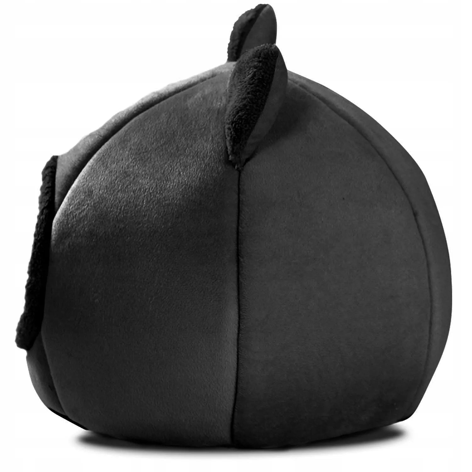 Katės namelis, guolis, minkštas pliušinis su ausytėmis, juodas