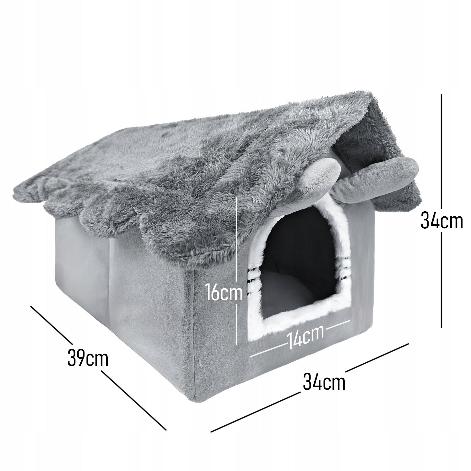 Katės namelis, pliušinė lova, jaukus guolis, minkšta pagalvėlė, būdelė Mersjo