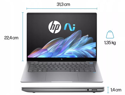 HP OmniBook X14 2,2K jutiklinis nešiojamas kompiuteris – Snapdragon X Elite, 16 GB RAM, 1 TB SSD, Windows 11