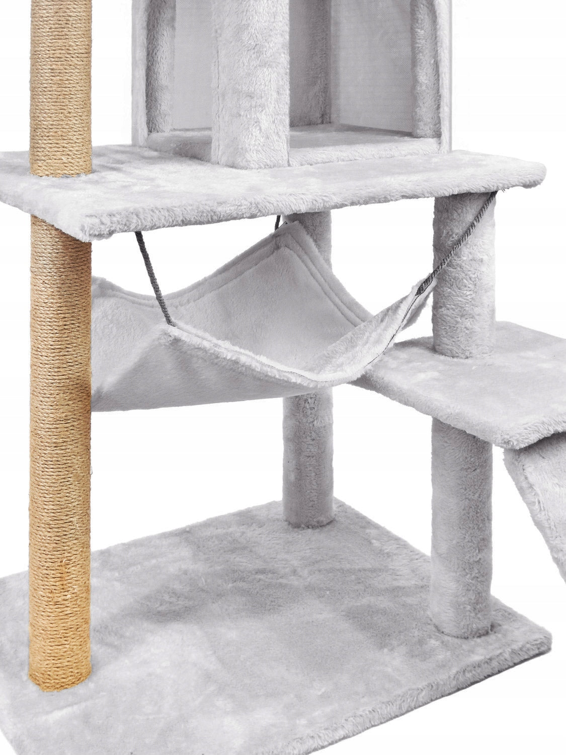 Kačių draskyklė, 6 lygių, su aukštu nameliu, guoliu ir žaisliuku Mersjo – 125cm