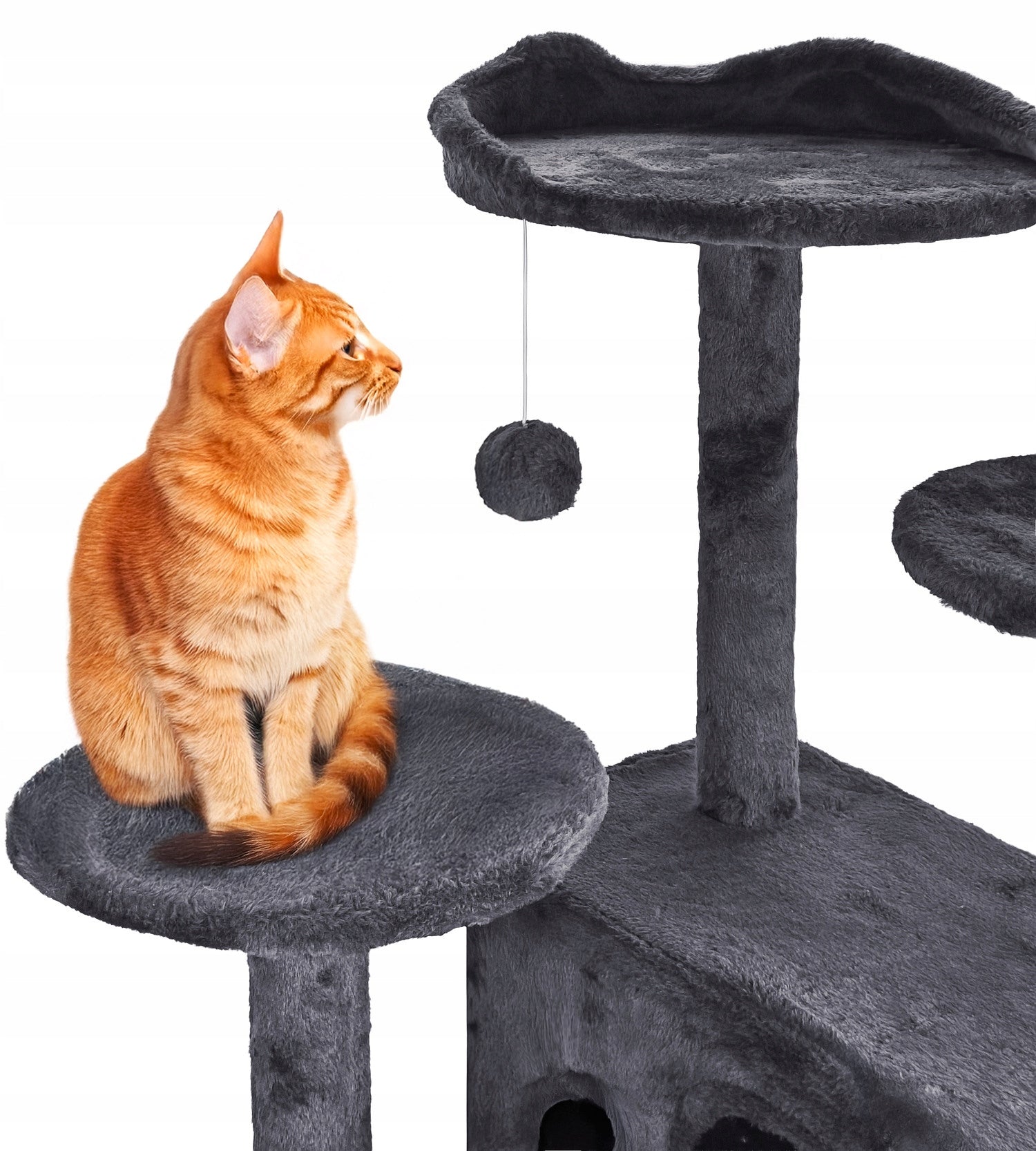 Stovi katės draskyklė, aukšta, 7 lygiai, tamsiai pilka 138cm