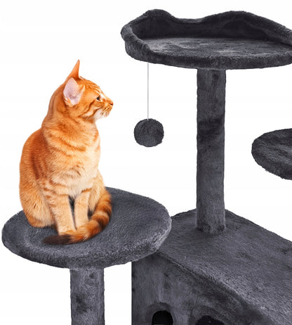 Stovi katės draskyklė, aukšta, 7 lygiai, tamsiai pilka 138cm