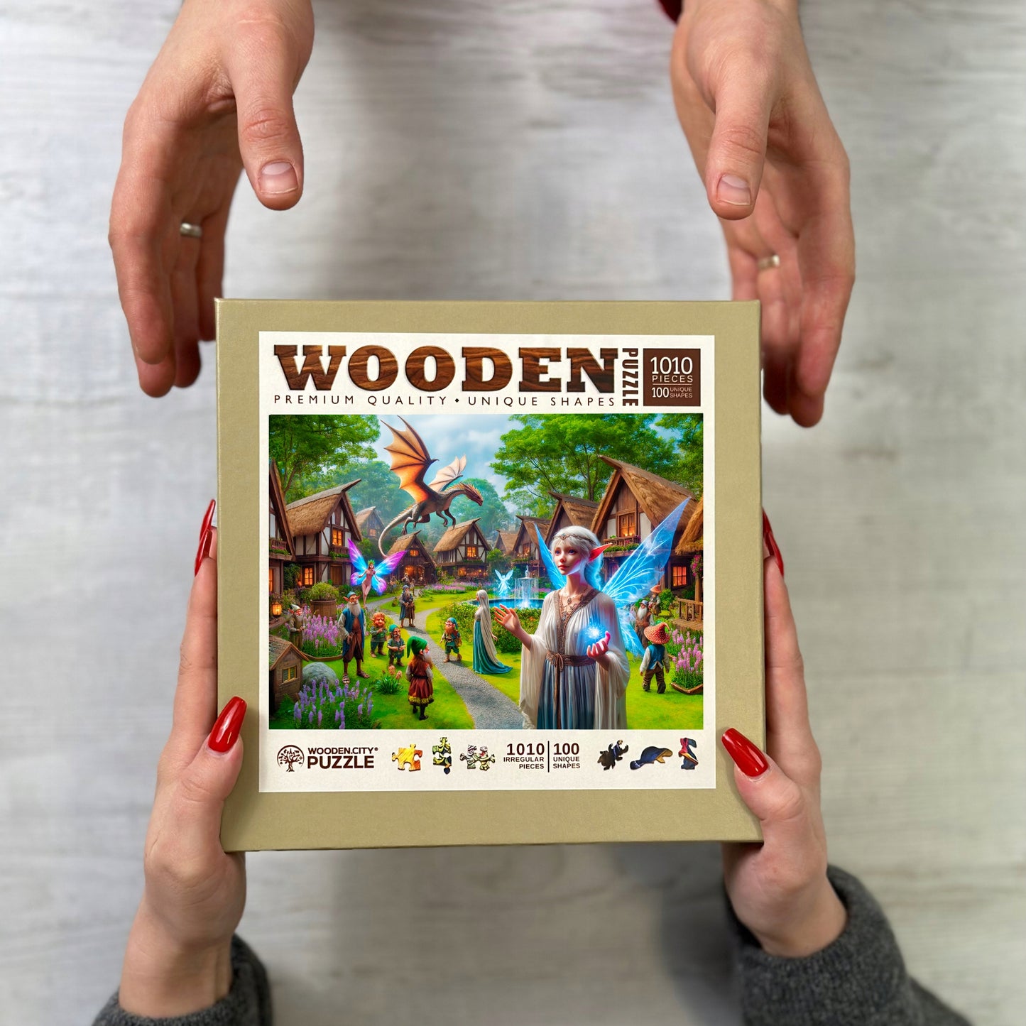 Medinės Dėlionės 1000 Elementų - Fantazijos Kaimas - Wooden.City