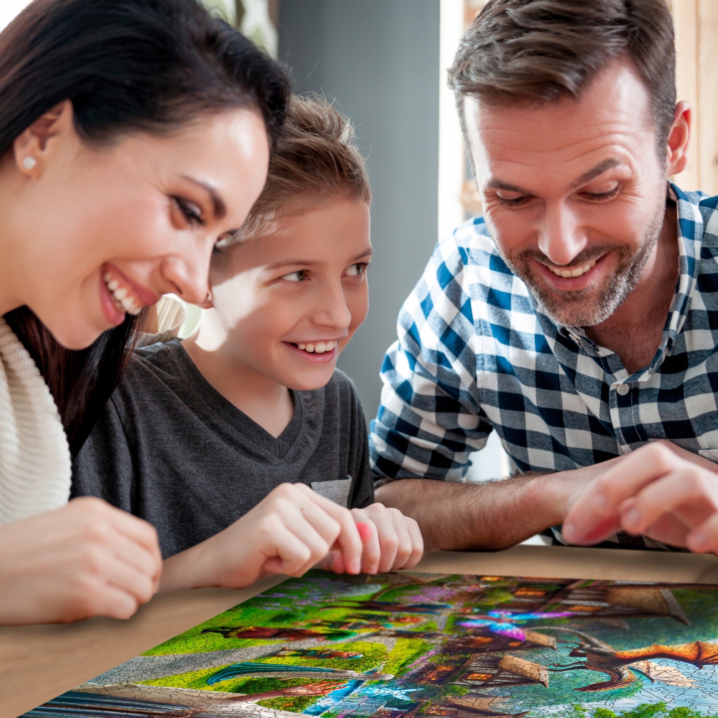 Medinės Dėlionės 1000 Elementų - Fantazijos Kaimas - Wooden.City