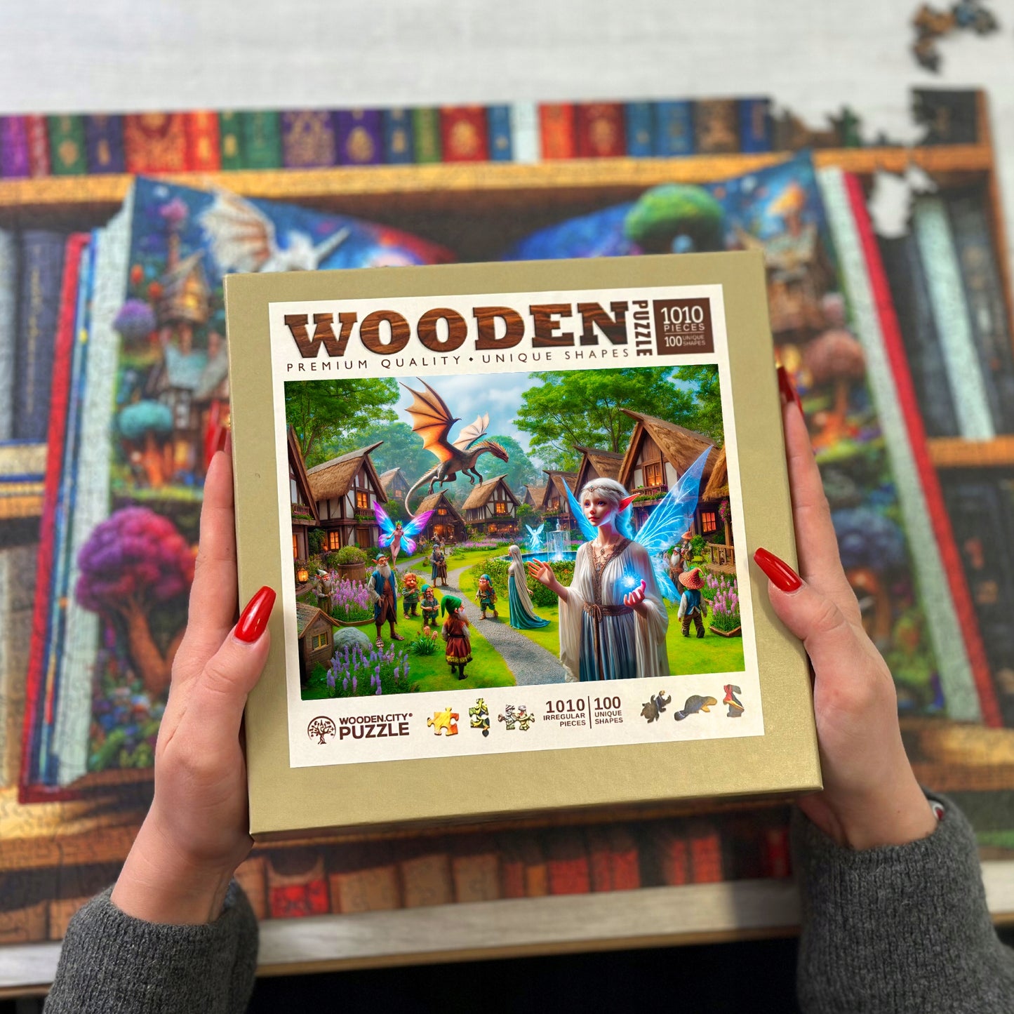 Medinės Dėlionės 1000 Elementų - Fantazijos Kaimas - Wooden.City