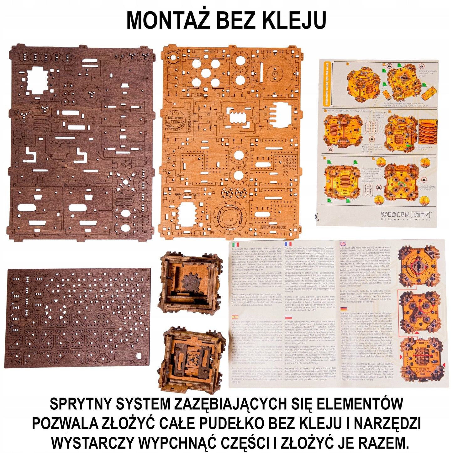 Medinės 3D Dėlionės Galvosūkis Tesseract pabėgimo kambario dėžutė Wooden.City