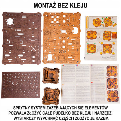 Medinės 3D Dėlionės Galvosūkis Tesseract pabėgimo kambario dėžutė Wooden.City