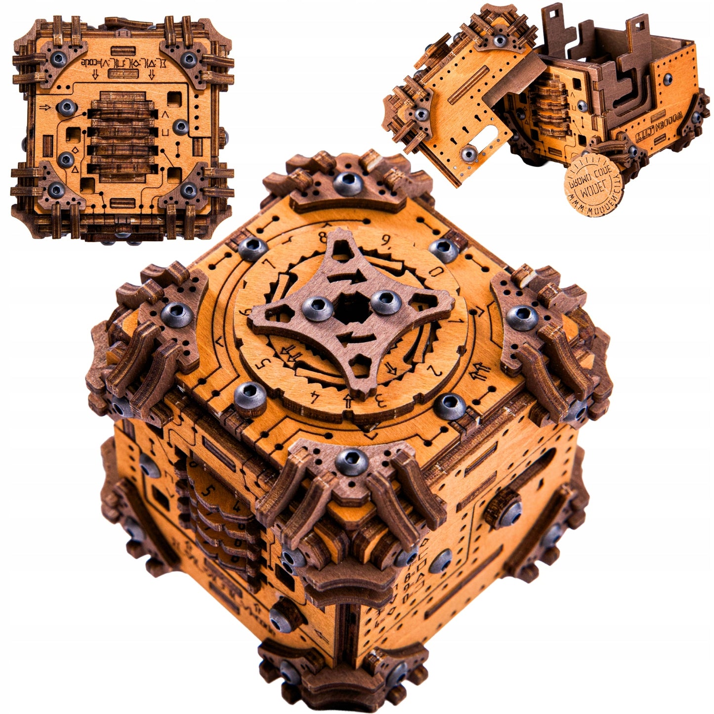Medinės 3D Dėlionės Galvosūkis Tesseract pabėgimo kambario dėžutė Wooden.City