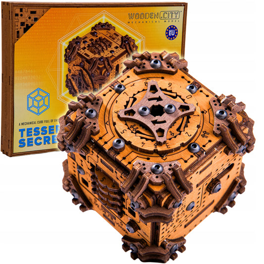 Medinės 3D Dėlionės Galvosūkis Tesseract pabėgimo kambario dėžutė Wooden.City