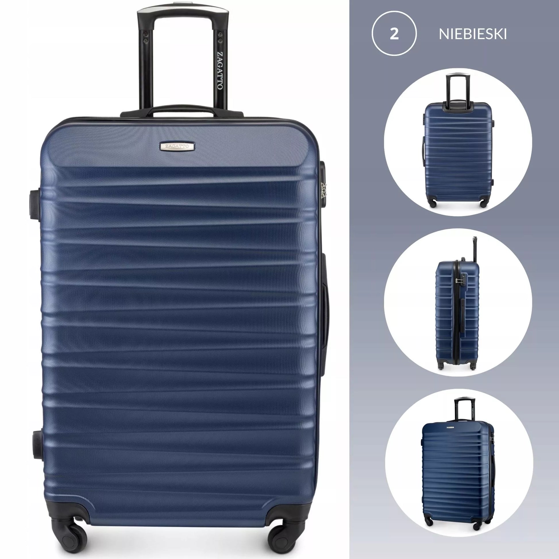 Didelis kelioninis lagaminas su ratukais RYANAIR 90L kietas XXL 3 SPALVŲ ZAGATTO
