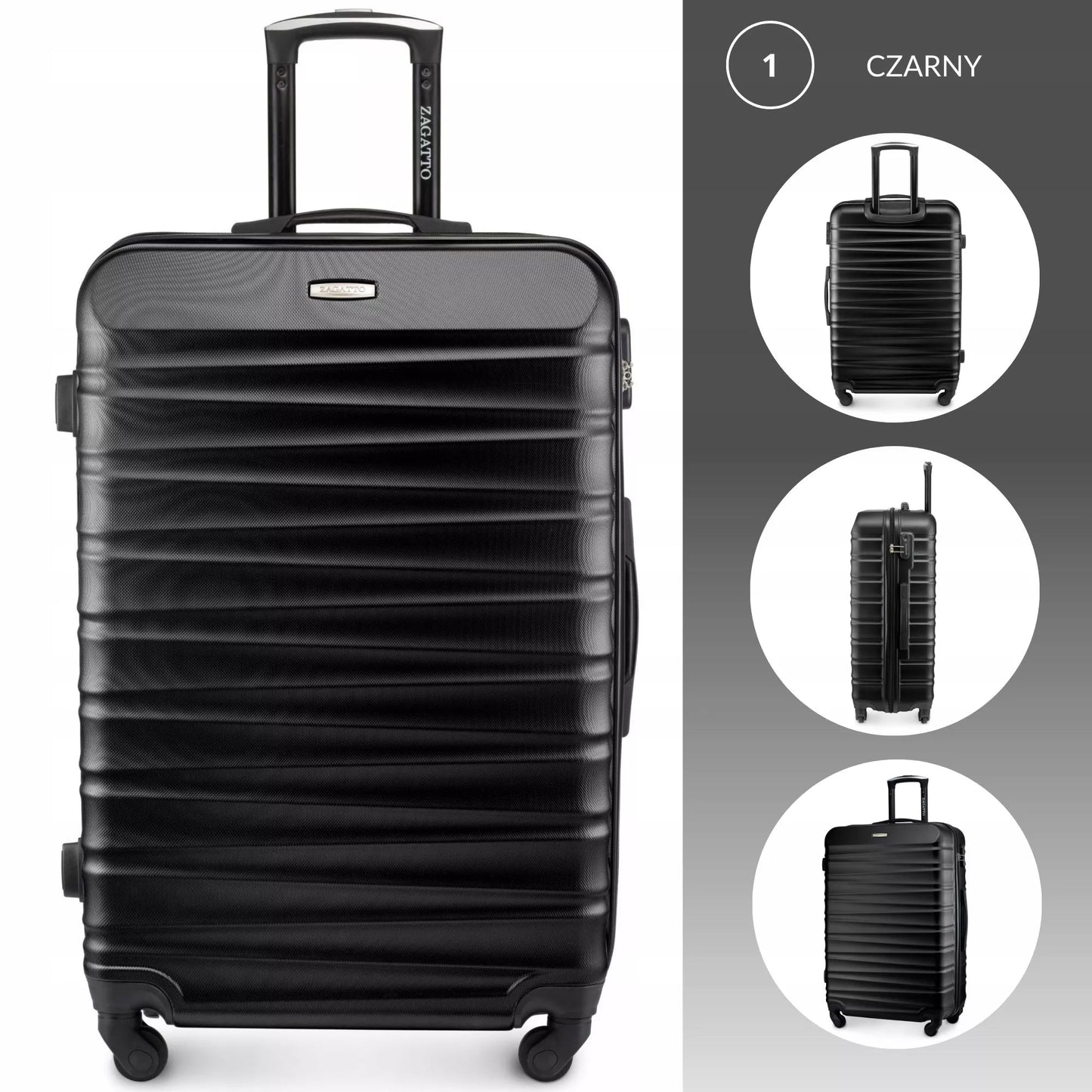 Didelis kelioninis lagaminas su ratukais RYANAIR 90L kietas XXL 3 SPALVŲ ZAGATTO