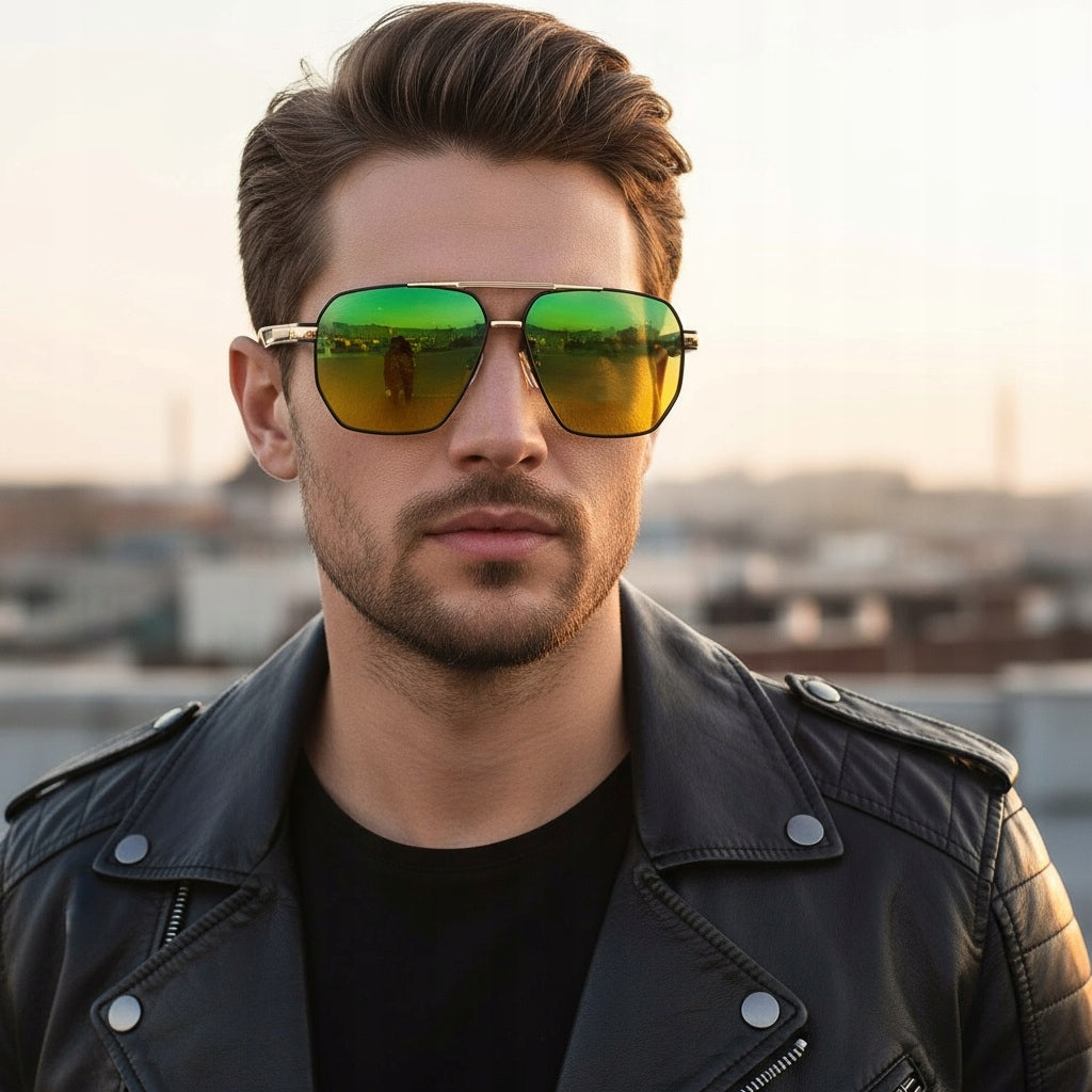 Vyriški dideli „Pilot“ saulės akiniai, juodi, poliarizuoti