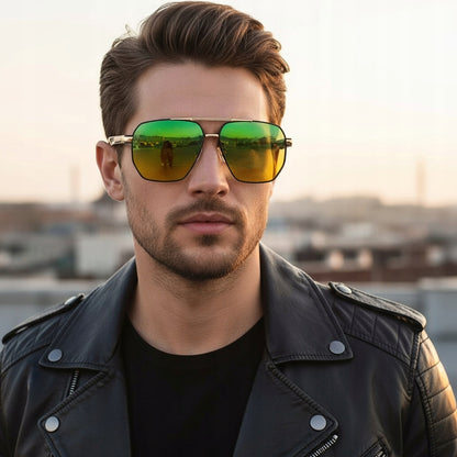 Vyriški dideli „Pilot“ saulės akiniai, juodi, poliarizuoti