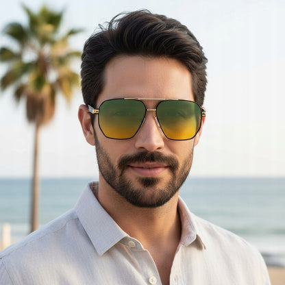 Vyriški dideli „Pilot“ saulės akiniai, juodi, poliarizuoti