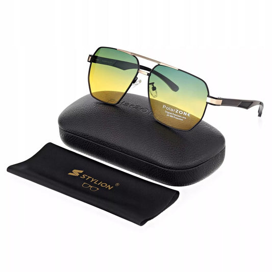 Vyriški dideli „Pilot“ saulės akiniai, juodi, poliarizuoti