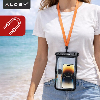Vandeniui atsparus dėklas telefonui skaidrus, apsauginis