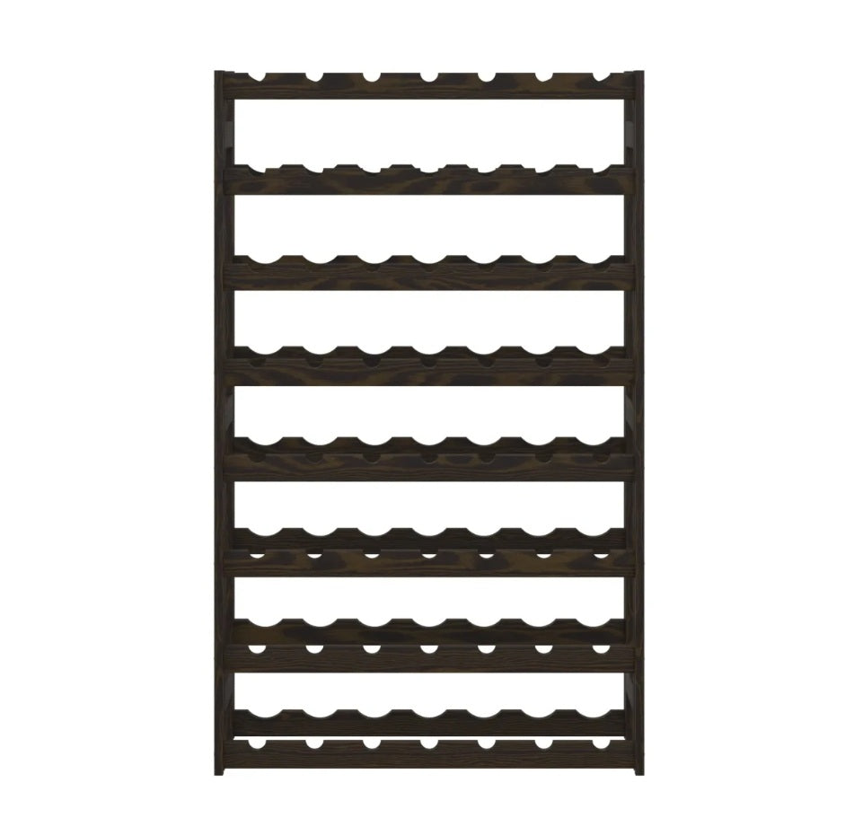 Elegantiška juoda pušies vyno lentyna, talpa (56 but.)