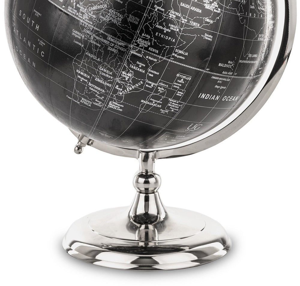 Elegantiškas metalinis juodo ir sidabro dizaino gaublys