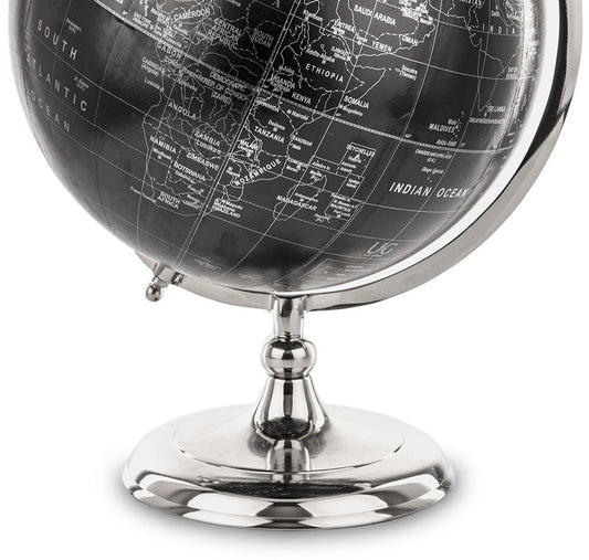 Elegantiškas metalinis juodo ir sidabro dizaino gaublys