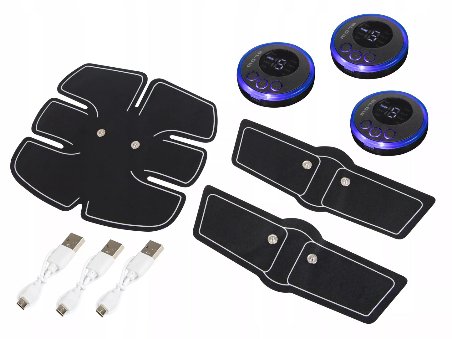 Raumenų elektrostimuliatorius pilvo, nugaros ir kojų srityms, juodas, 5 W