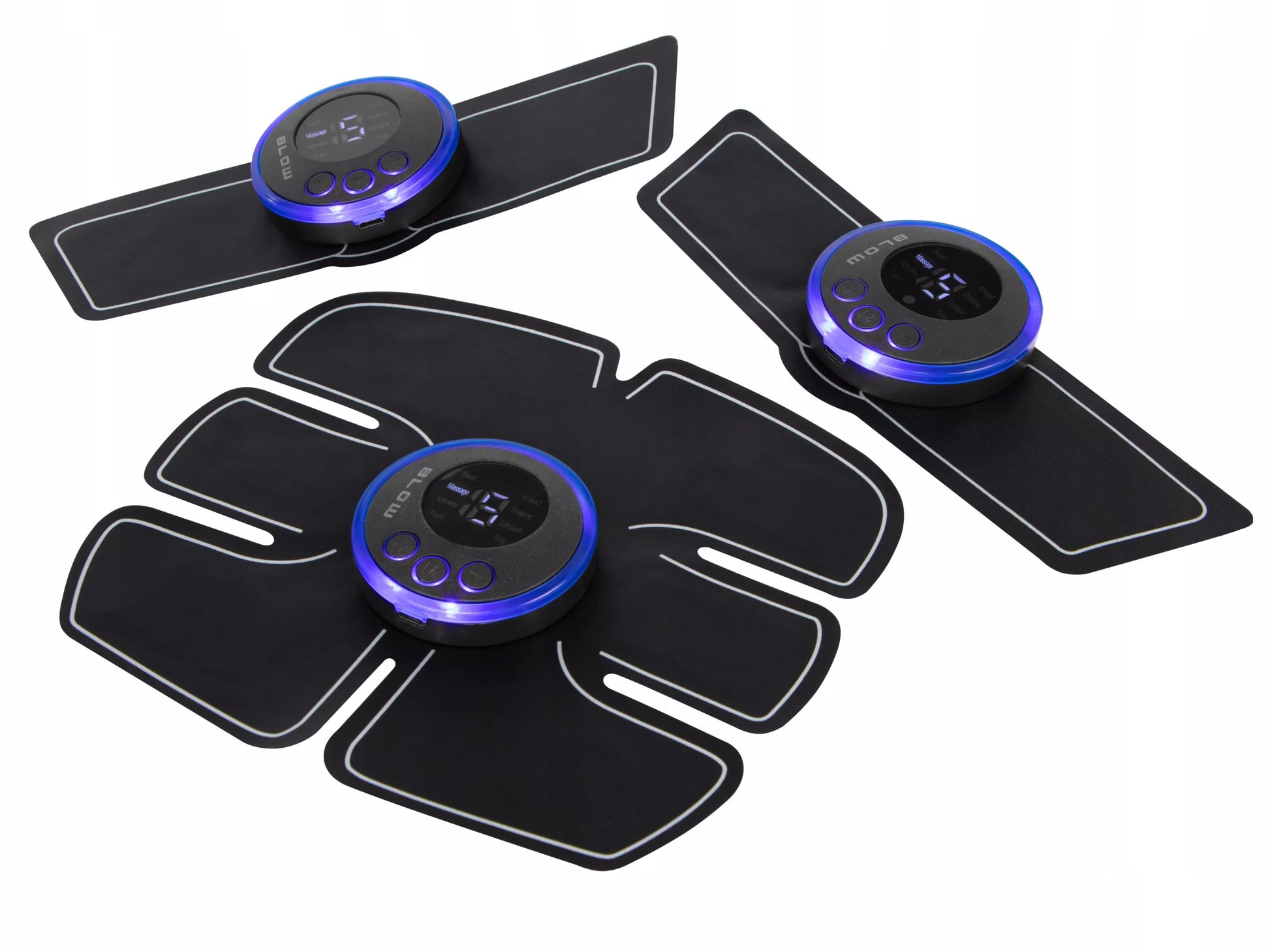 Raumenų elektrostimuliatorius pilvo, nugaros ir kojų srityms, juodas, 5 W