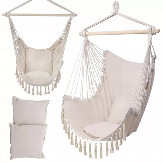 Sūpynė hamakas „Braziliška“ – kabama kėdė balkonui, sodui, Boho dizainas