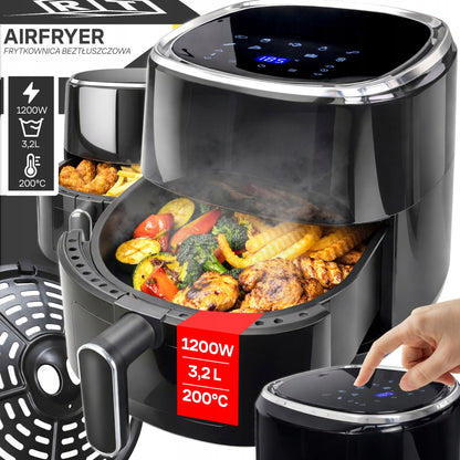Beztukė Air Fryer Frituoklis-Orkaitė 3,2L, 1200W, 10 Programų