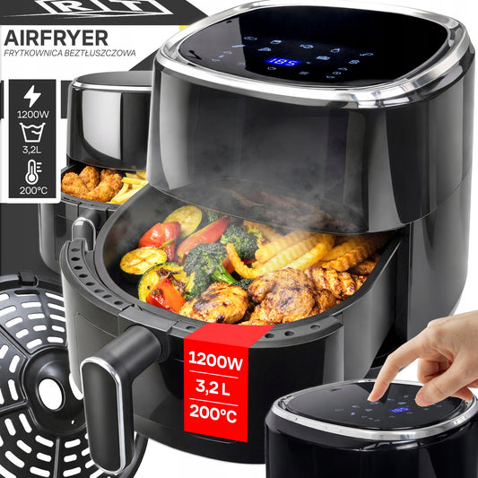 Beztukė Air Fryer Frituoklis-Orkaitė 3,2L, 1200W, 10 Programų