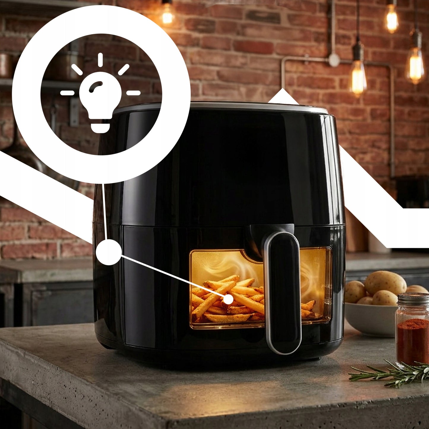 Beztukė Air Fryer Frituoklis-Orkaitė 3,2L, 1200W, 10 Programų
