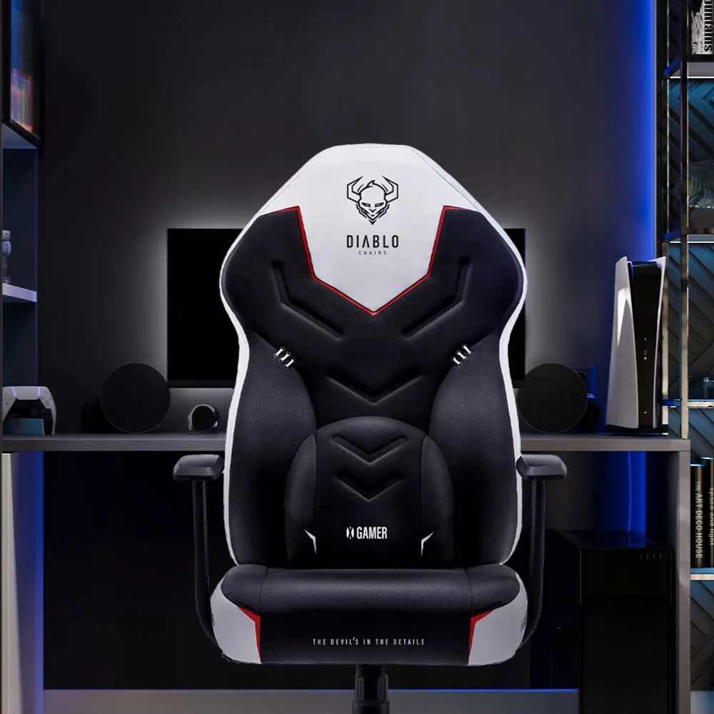 Žaidimų kėdė medžiaginė sukamoji Diablo X-Gamer Normalaus dydžio: Sniego baltumo
