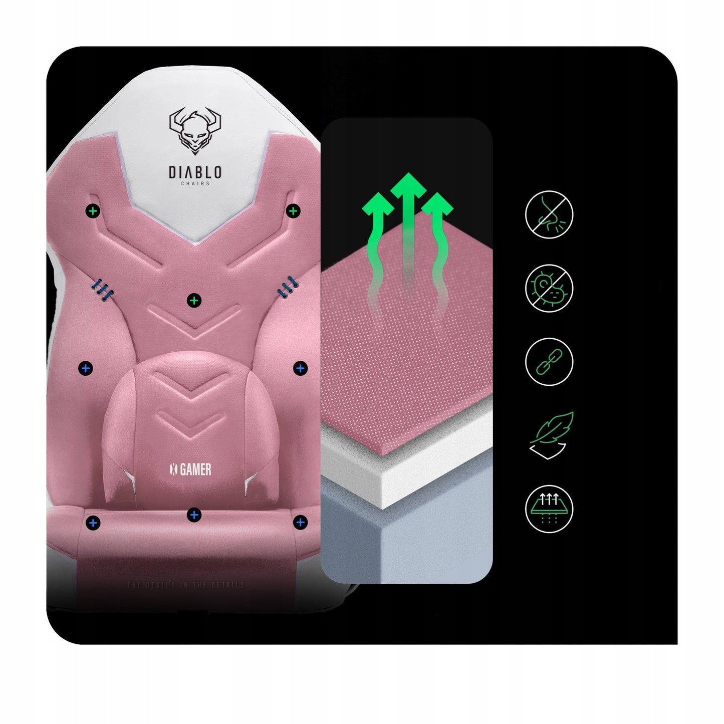 Žaidimų kėdė Rožinė Diablo X-Gamer 2.0 Normal Dydis: Marshmallow Pink