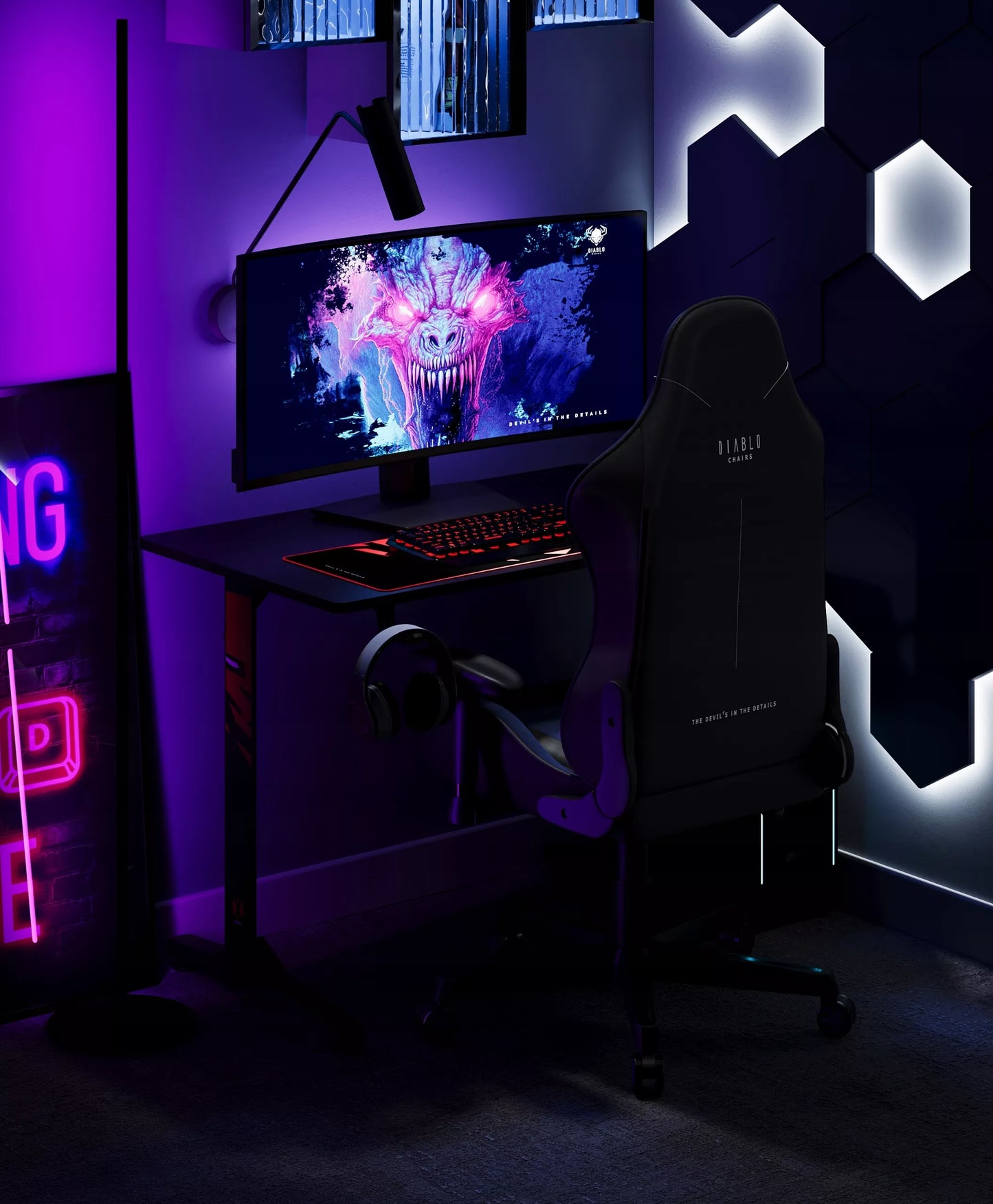 Žaidimų kėdė žaidėjui, audinio Diablo X-STARTER, granatinė