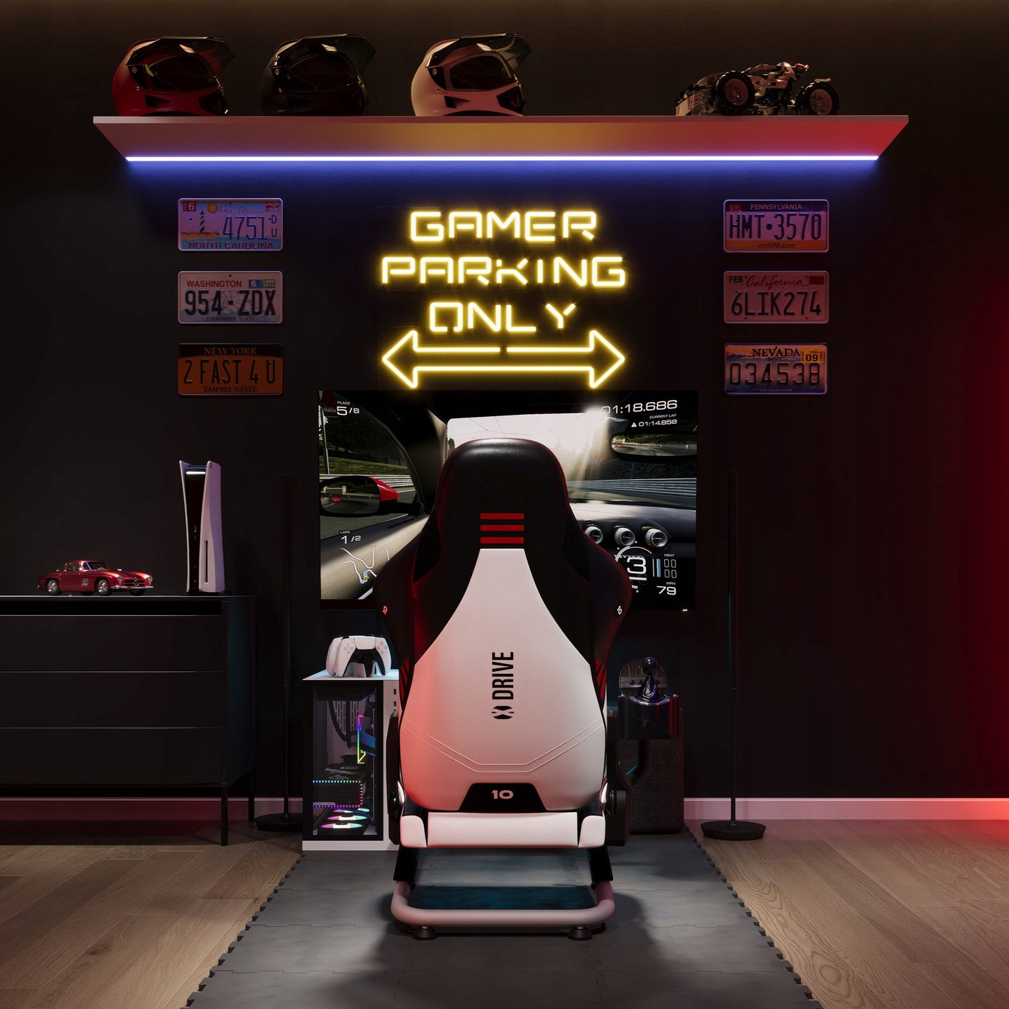 Lenktynių kokpito simuliacinių lenkimų kėdė su vairu DIABLO X-Drive