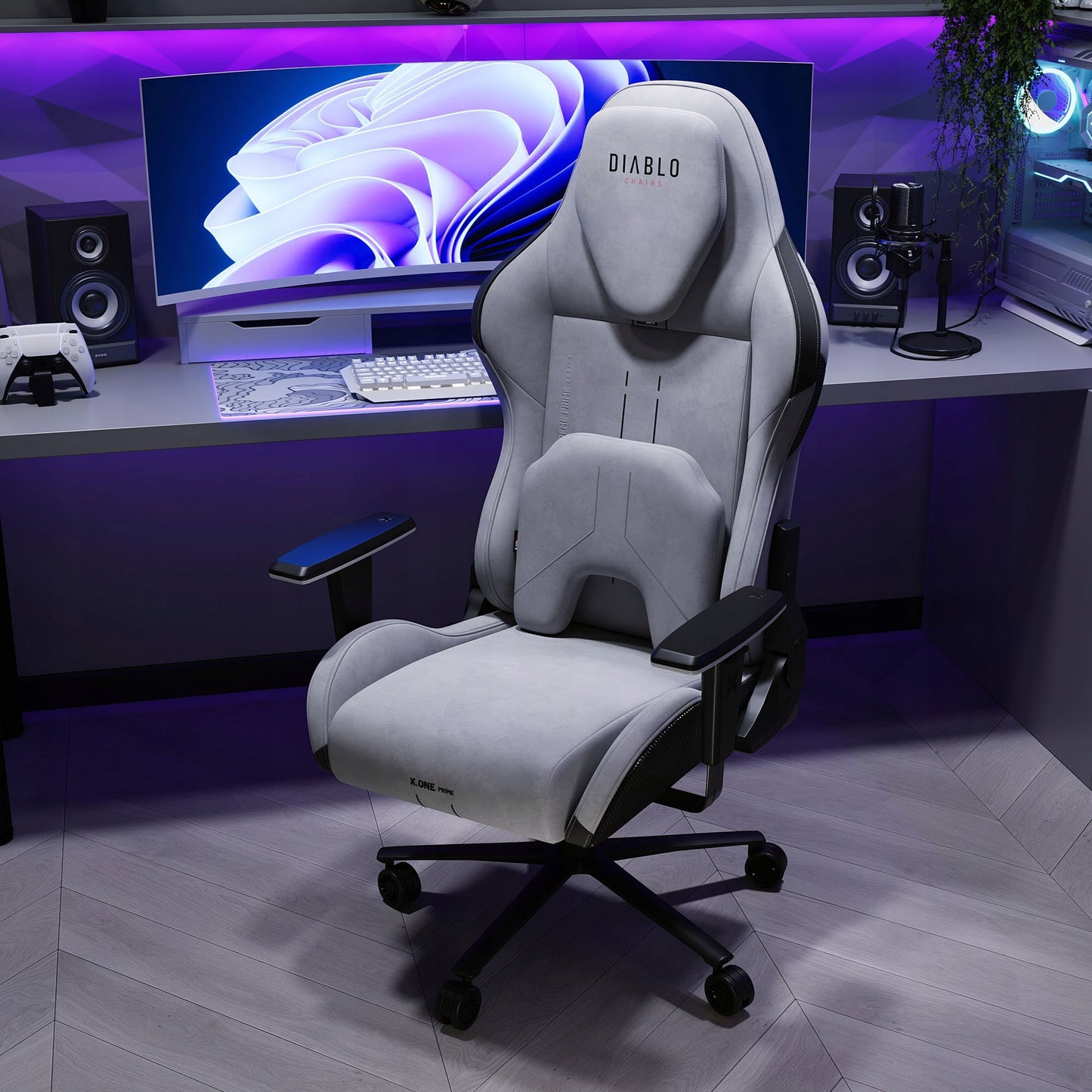 Žaidimų kėdė Diablo Chairs X.One Prime pilkas audinys