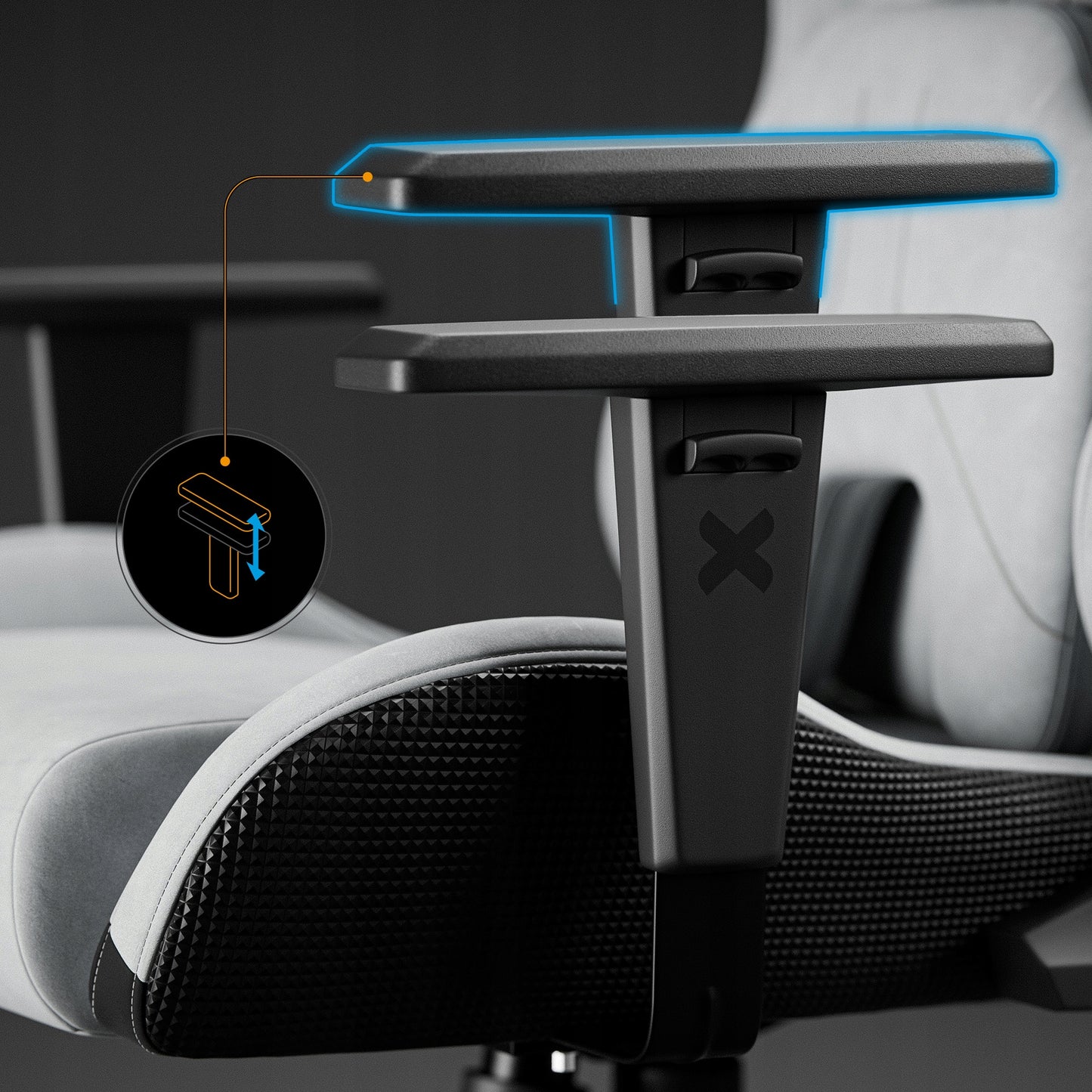 Žaidimų kėdė Diablo Chairs X.One Prime pilkas audinys