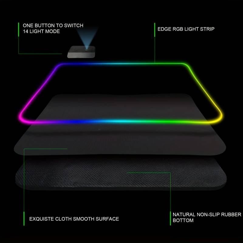 Žaidimų pelės kilimėlis ant stalo su LED RGB apšvietimu