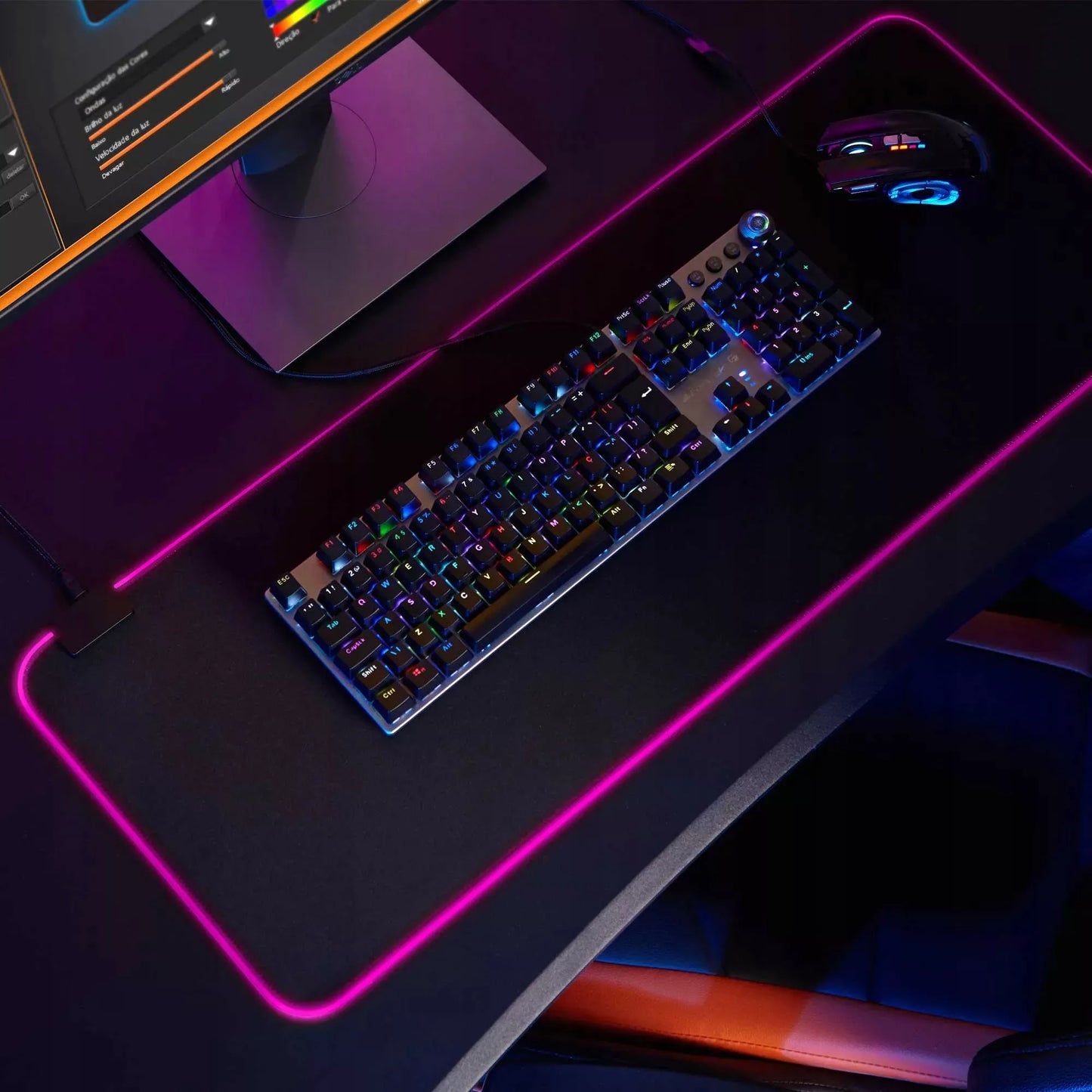 Žaidimų pelės kilimėlis su LED RGB apšvietimu