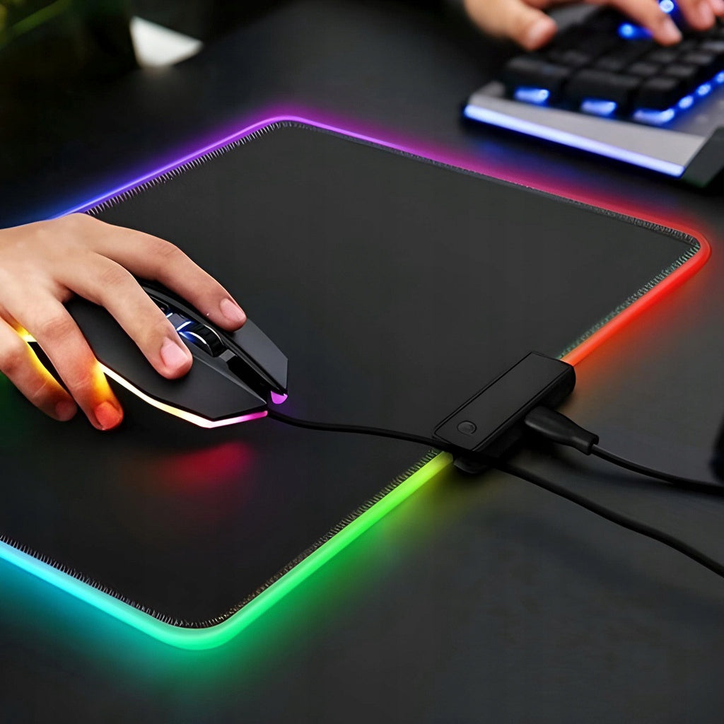 Žaidimų pelės kilimėlis su LED RGB apšvietimu