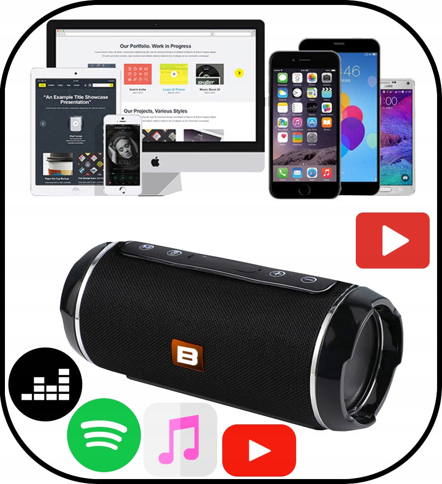 Nešiojamas Belaidis Bluetooth Garsiakalbis USB SD AUX FM Radijas Bokso Tipo Kolonėlė