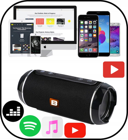 Nešiojamas Belaidis Bluetooth Garsiakalbis USB SD AUX FM Radijas Bokso Tipo Kolonėlė