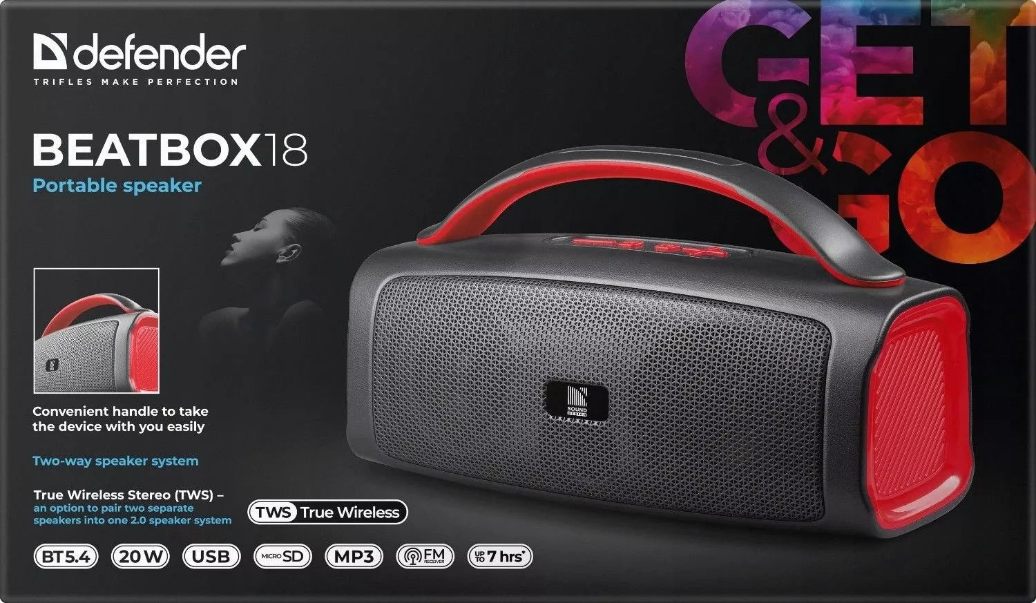 NEŠIOJAMASIS GARSIAKALBIS BEATBOX 18 BLUETOOTH 20W BT5.4 FM RADIJAS MP3 DVISTIPRIS
