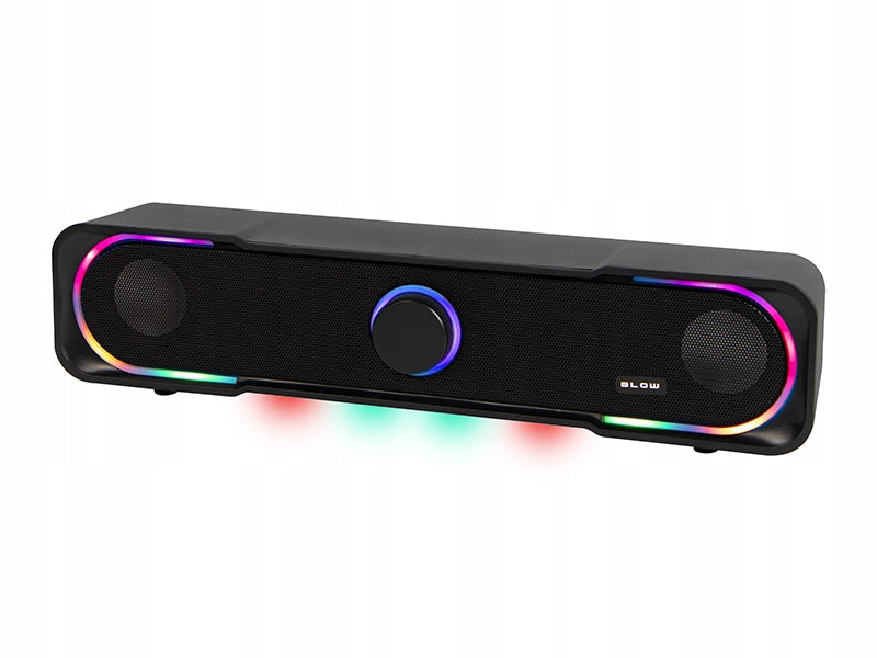 Žaidimų garso juosta (Soundbar) kompiuteriui, 3,5 mm Mini-Jack, AUX, USB, DC, RGB LED