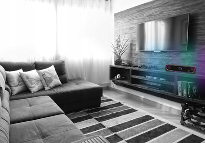 Žaidimų garso juosta (Soundbar) kompiuteriui, 3,5 mm Mini-Jack, AUX, USB, DC, RGB LED