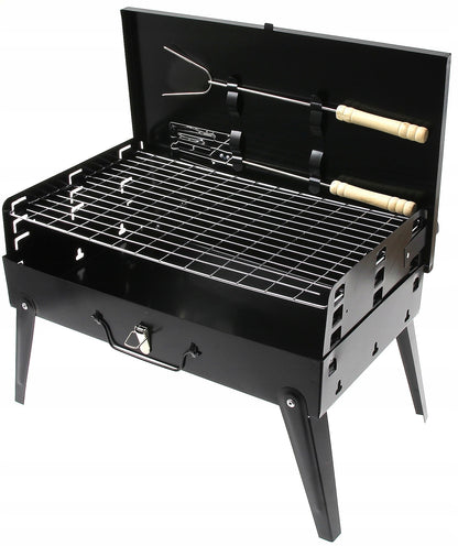 Sodo GRILIS TURISTINIS PERKELIAMAS SULANKSTOMAS BBQ LAGAMINAS SU AKSESUARAIS