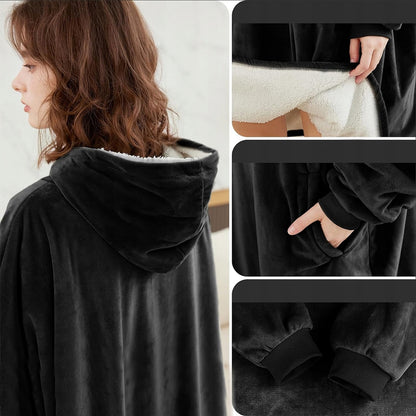 Stora, šilta, oversize „kocbluza“ – antklodė su rankovėmis 2in1, chalatas, pliušinė