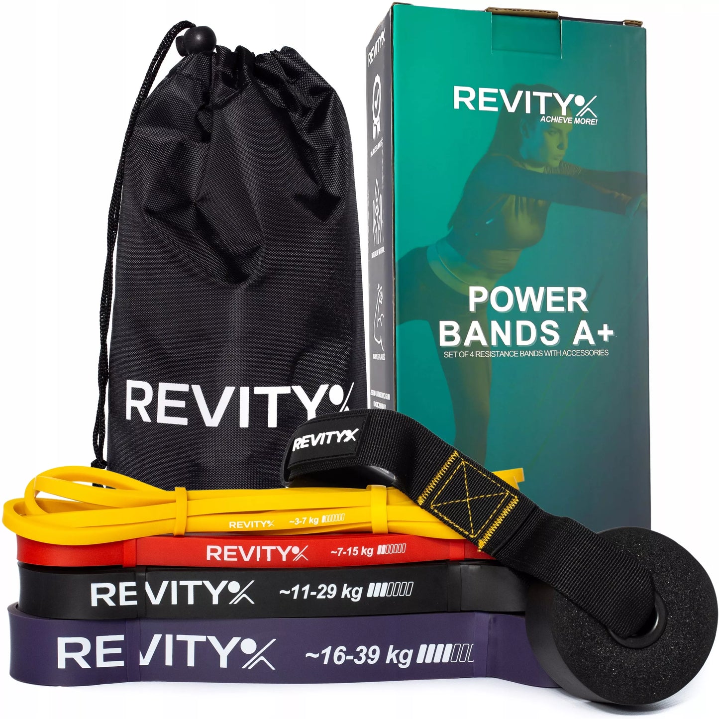 Atspariosios treniruočių gumos, fitneso juostos CrossFit, gumų rinkinys POWER BAND 4 vnt.