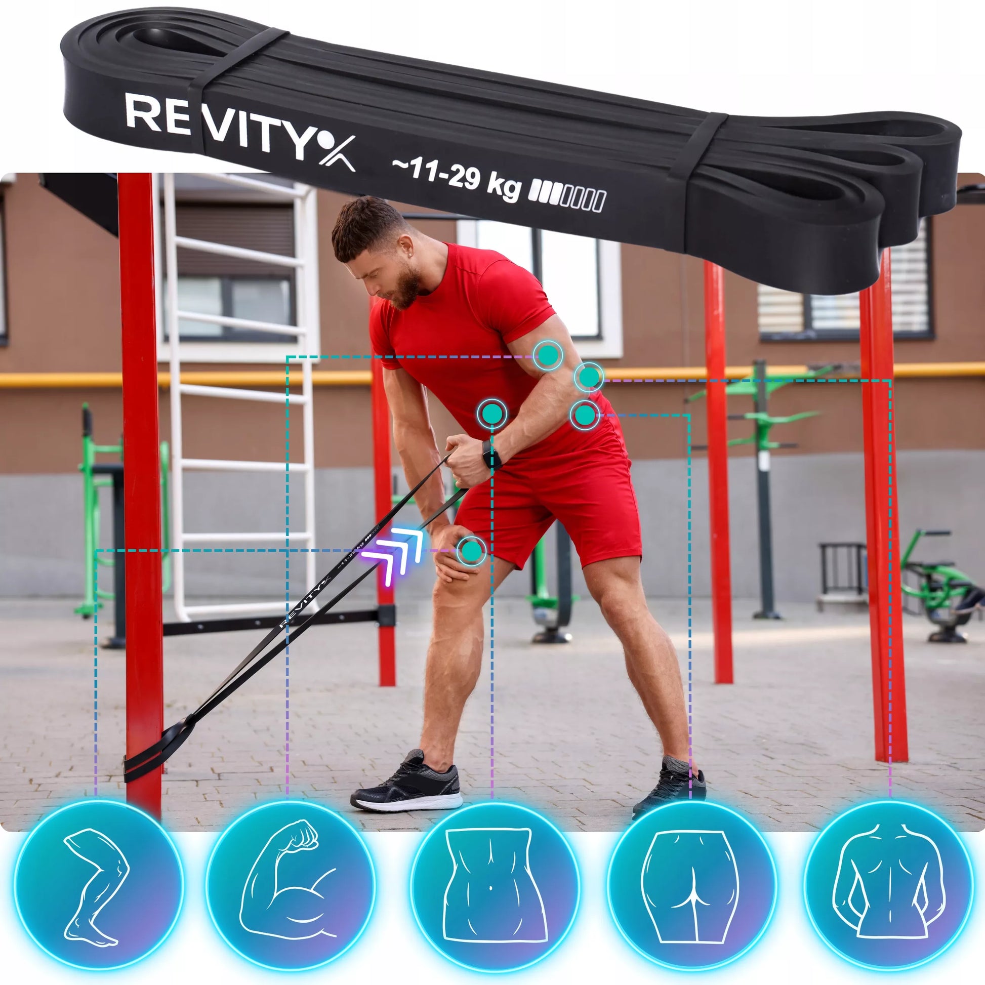 Atspariosios treniruočių gumos, fitneso juostos CrossFit, gumų rinkinys POWER BAND 4 vnt.