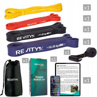 Atspariosios treniruočių gumos, fitneso juostos CrossFit, gumų rinkinys POWER BAND 4 vnt.