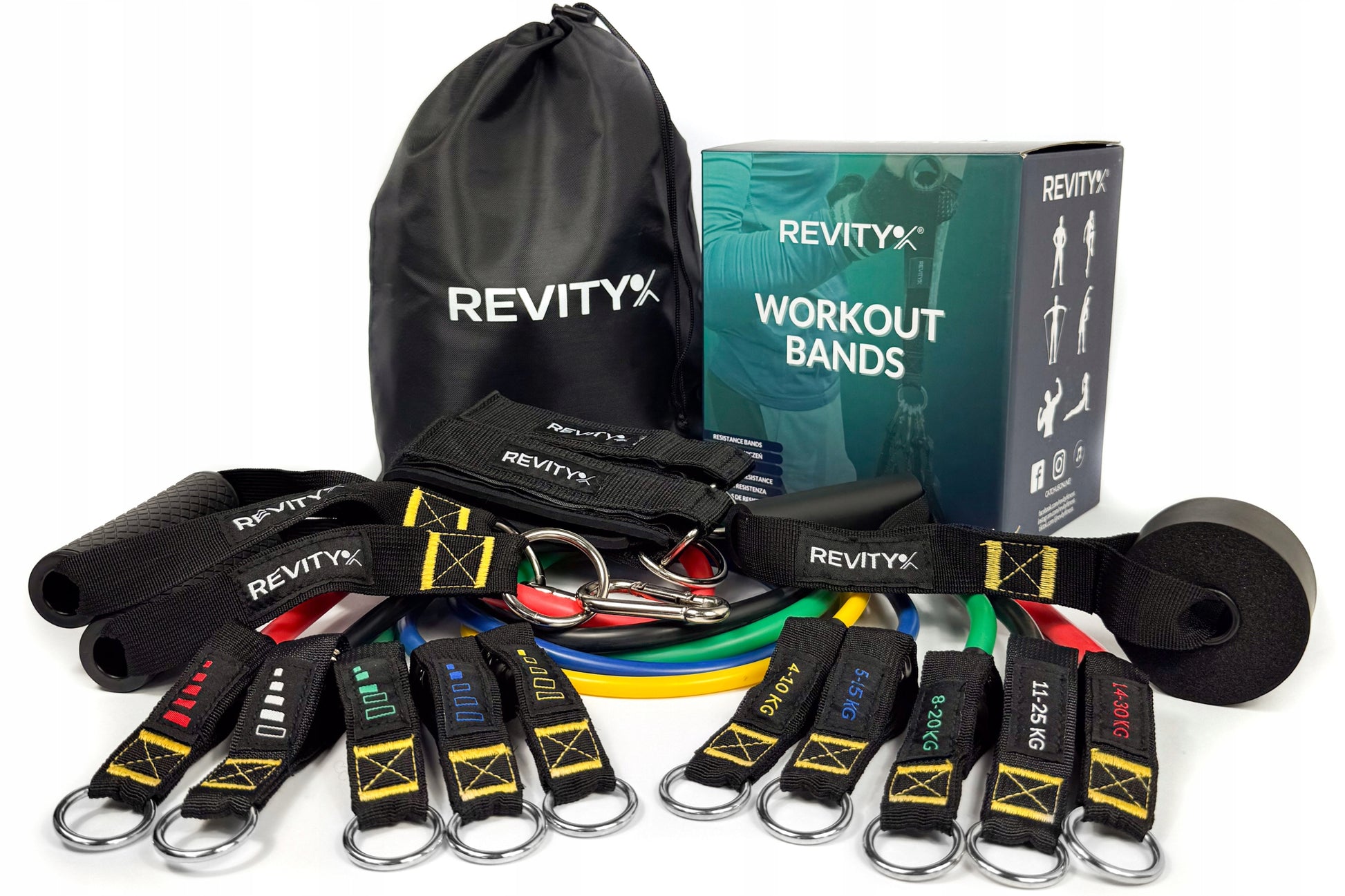 Treniruočių gumos WORKOUT BANDS PRO, Rinkinys iki 100 kg, Aukštos kokybės